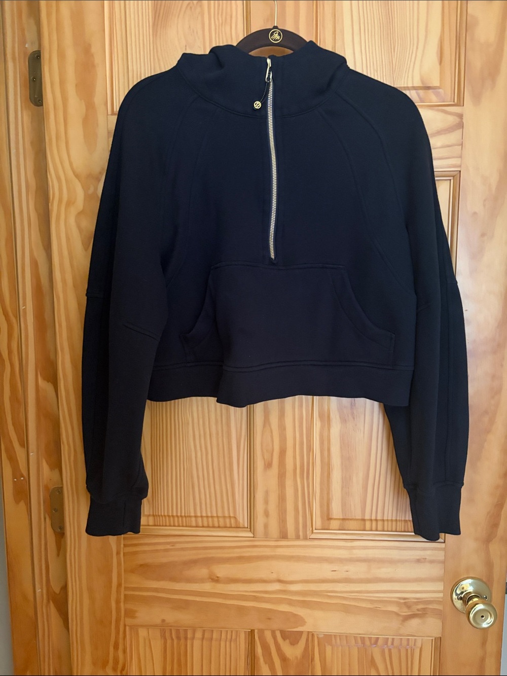 lululemon athletica Black Half-Zip Cropped Hoodie
